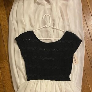 Forever 21 Black Lace Bodice White Long Dress